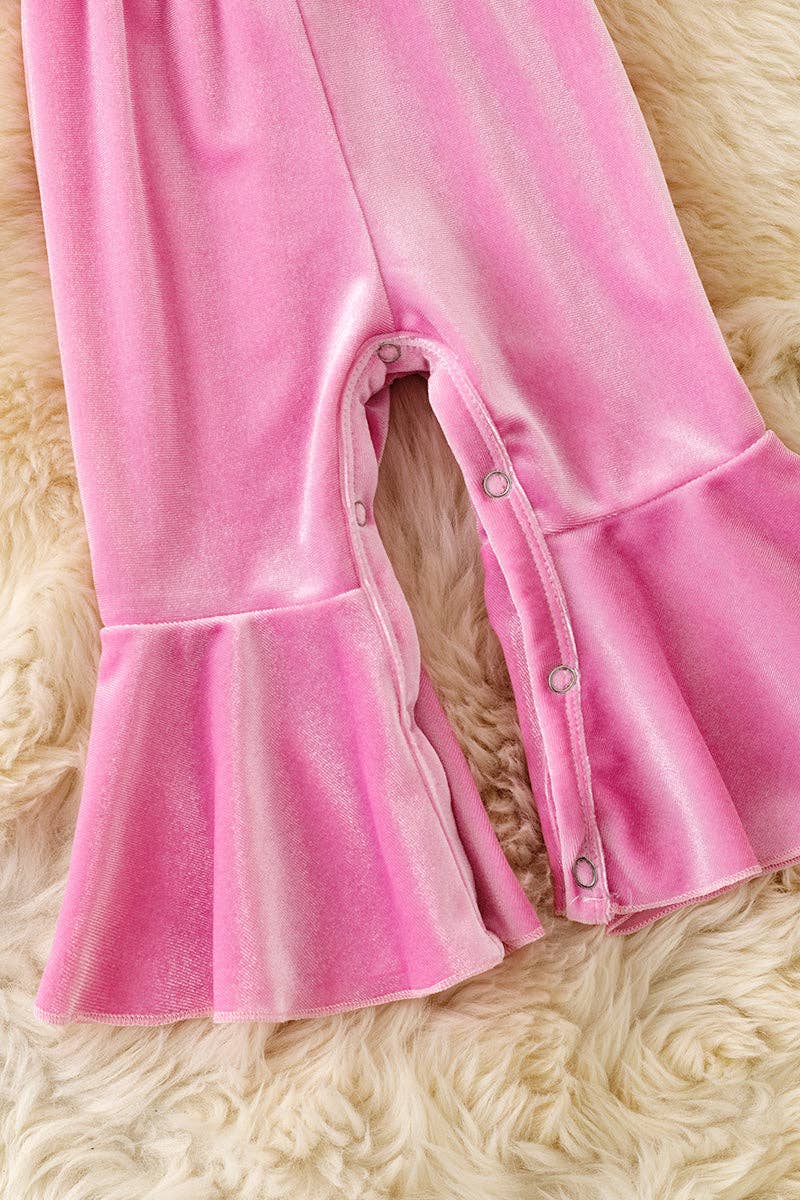 Pink velvety baby jumpsuit
