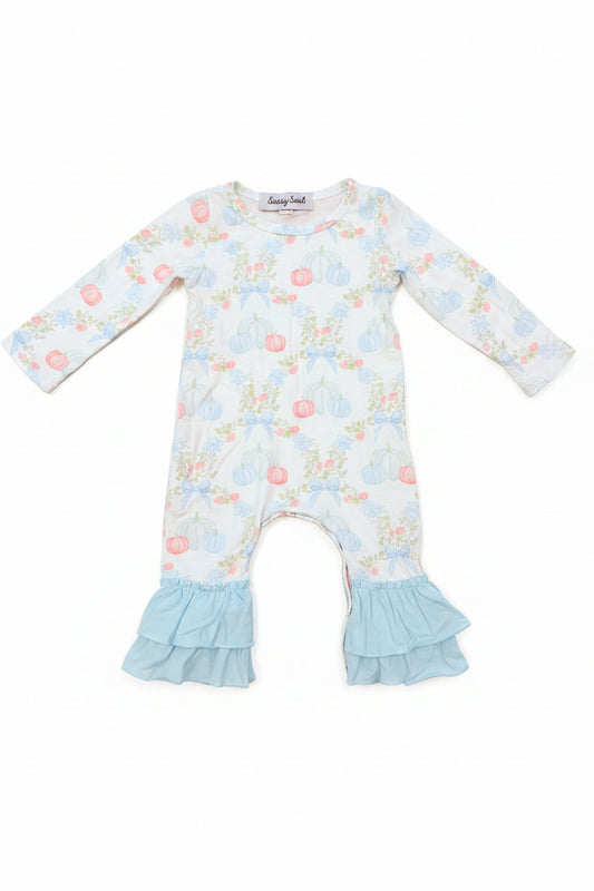 Blue Bow Pumpkin Onesie