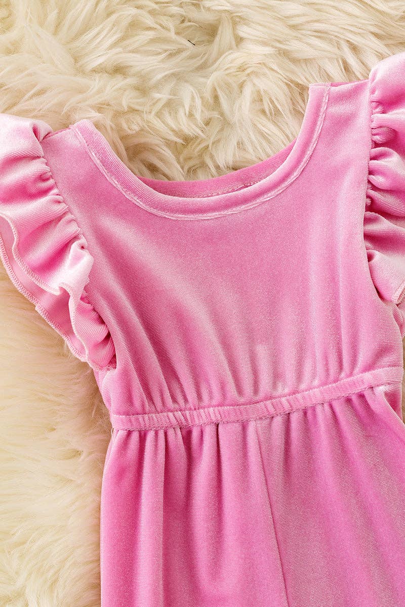 Pink velvety baby jumpsuit