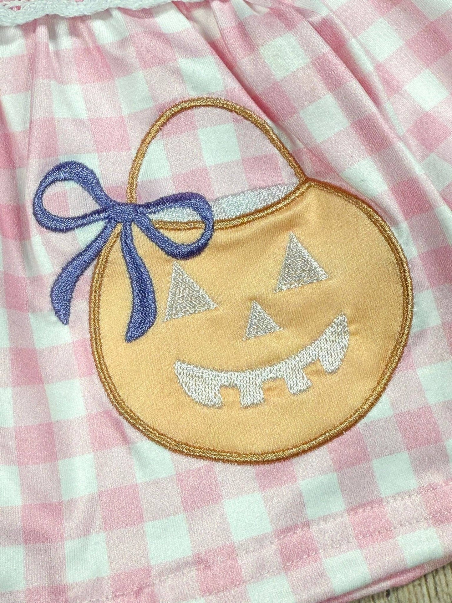 Trick or Treat Gingham & Floral Infant Romper