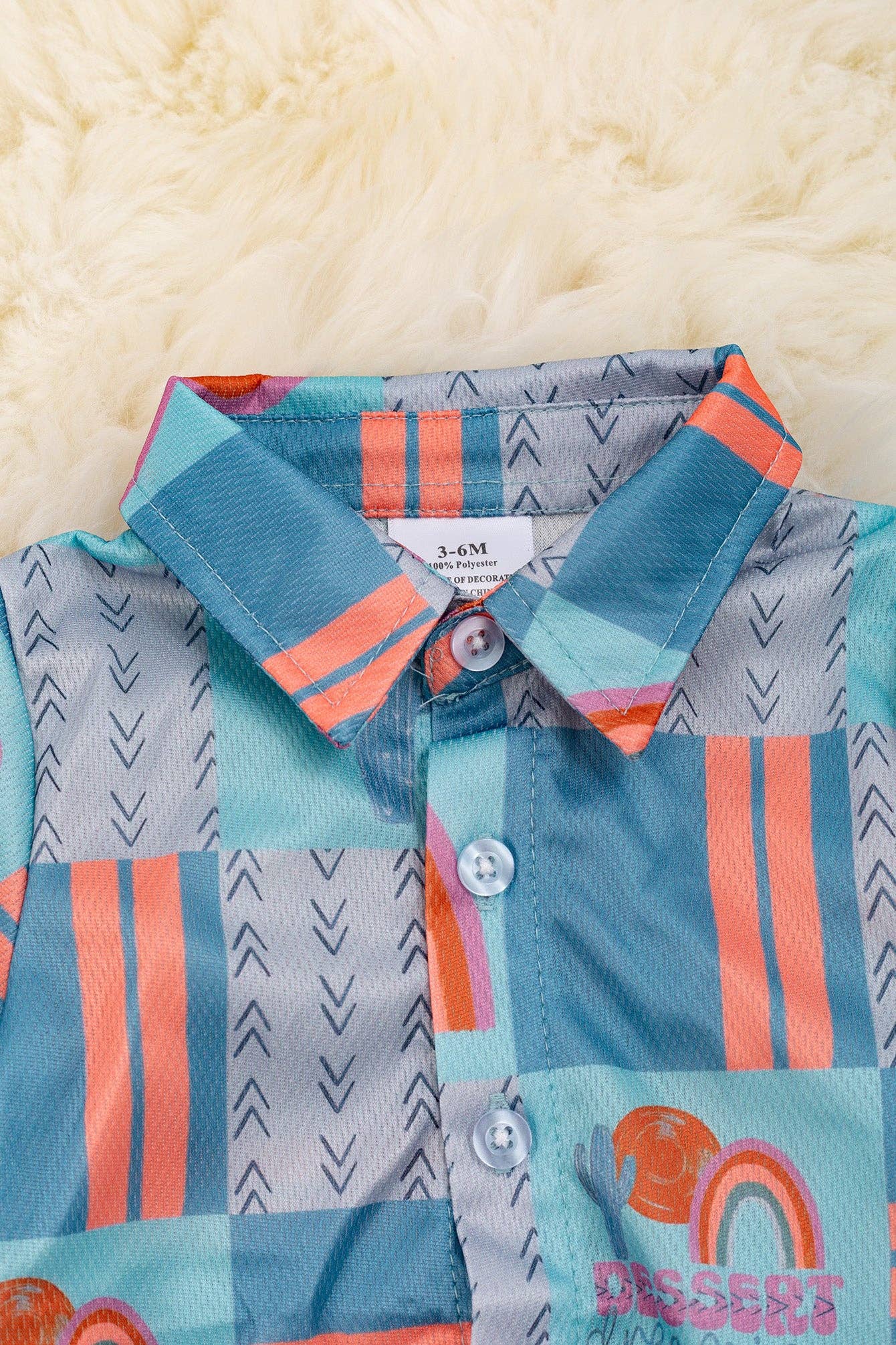 Dessert dreaming" Rainbow printed boys baby bodysuit