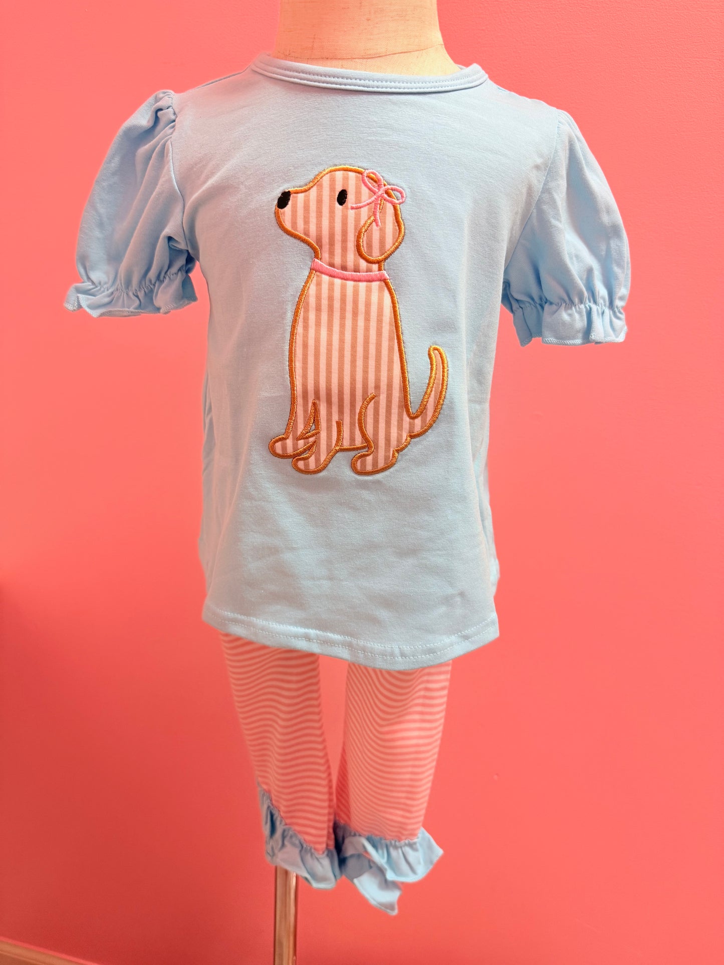 Blue puppy ruffle set