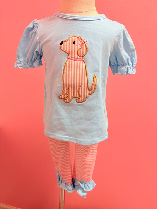 Blue puppy ruffle set