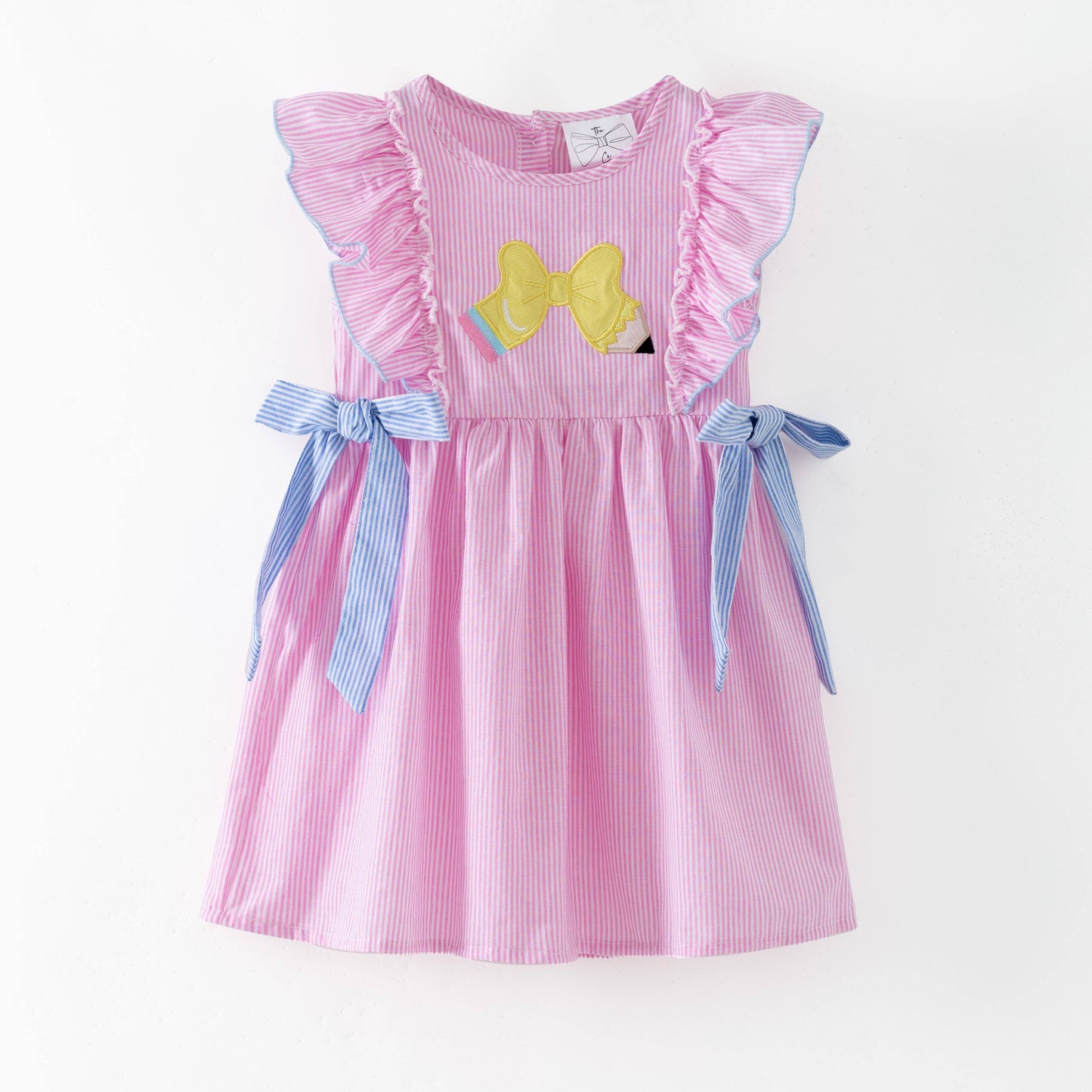Pencil Bow Stripe Tie Dress | Girls School Outfit