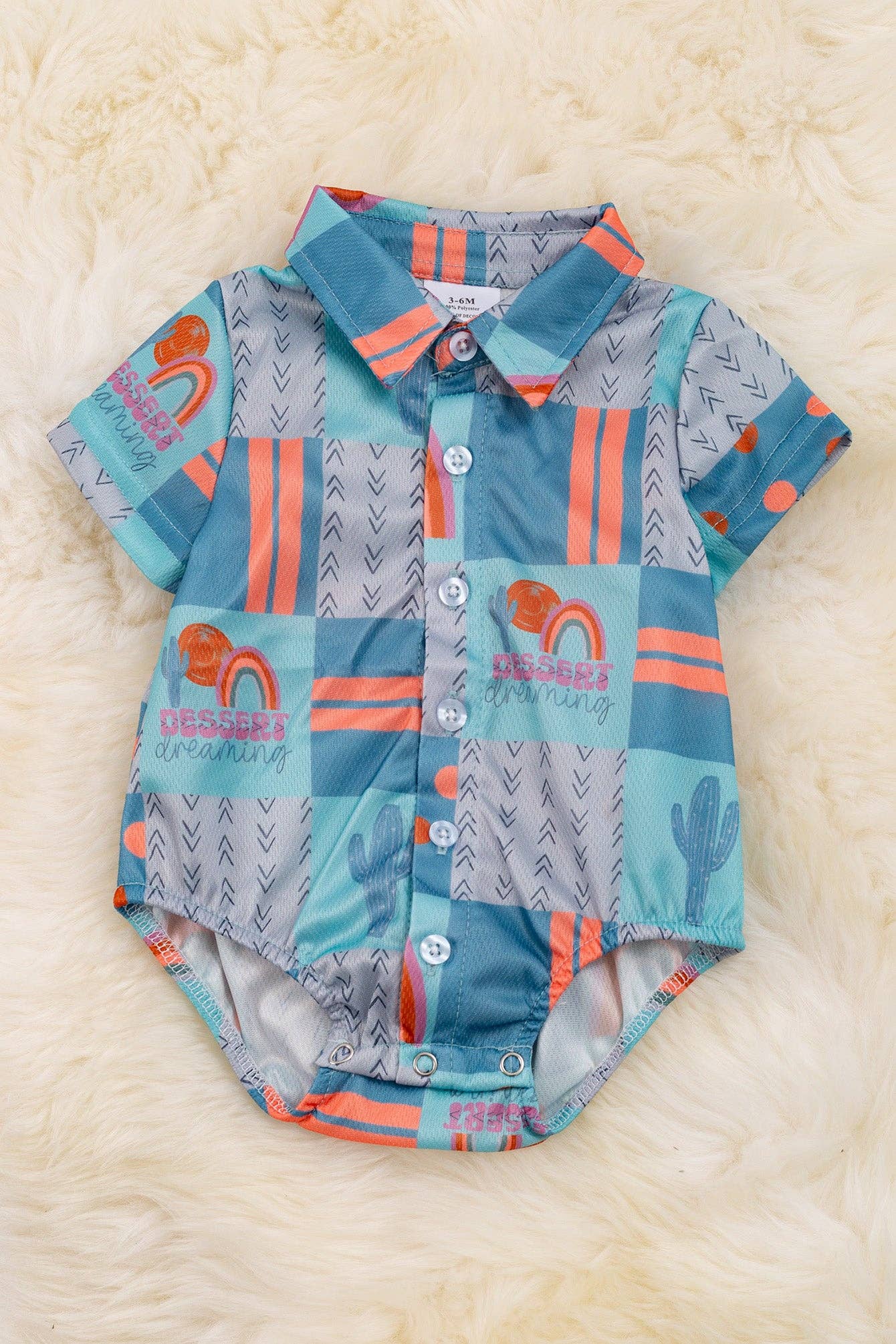 Dessert dreaming" Rainbow printed boys baby bodysuit
