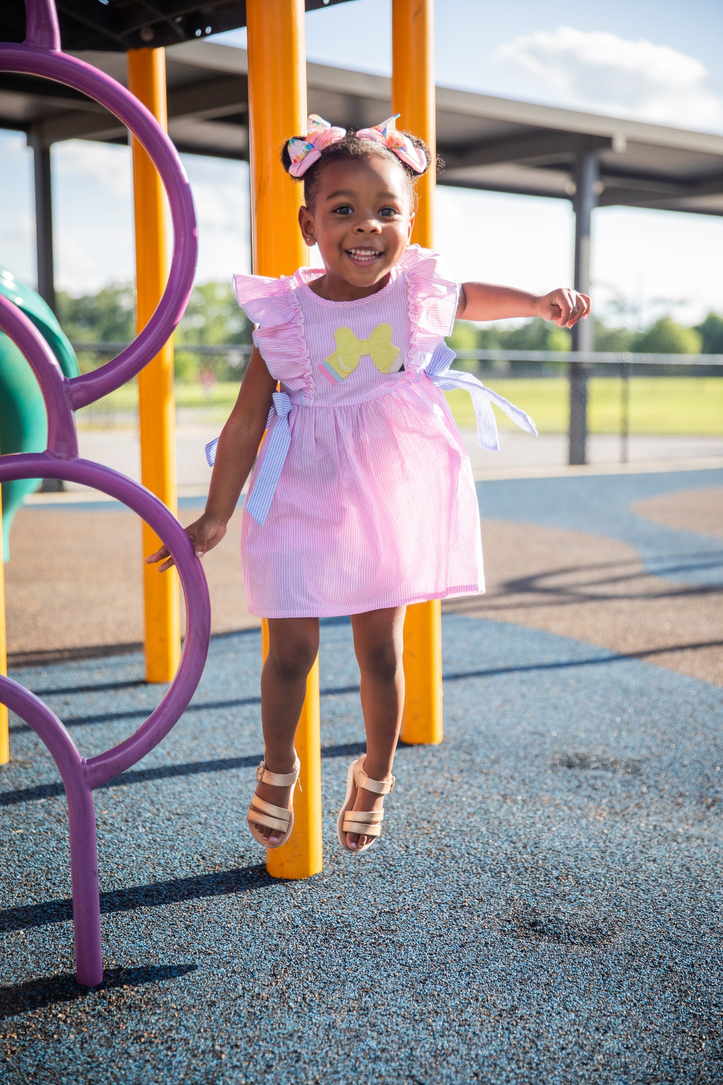 Pencil Bow Stripe Tie Dress | Girls School Outfit