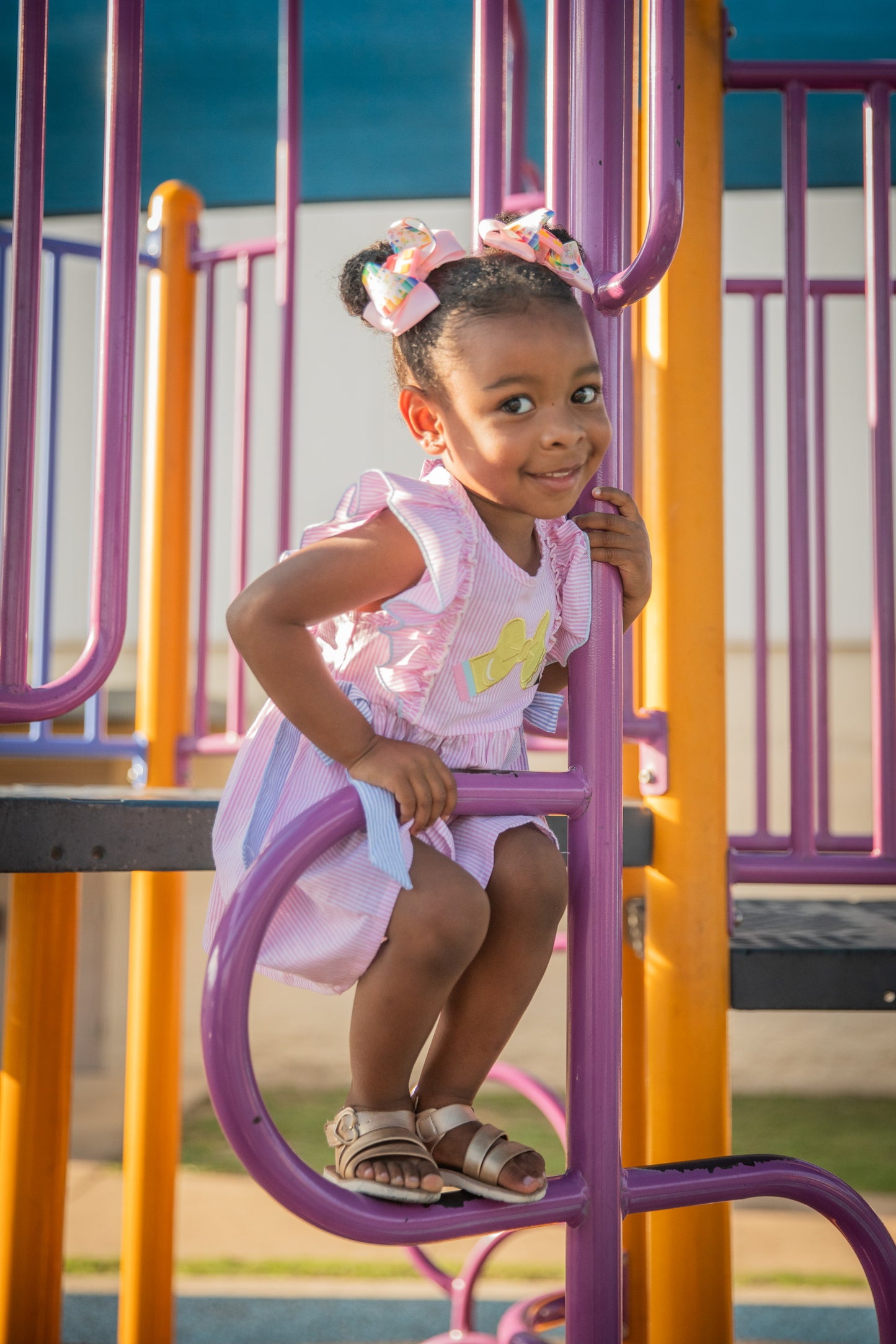 Pencil Bow Stripe Tie Dress | Girls School Outfit