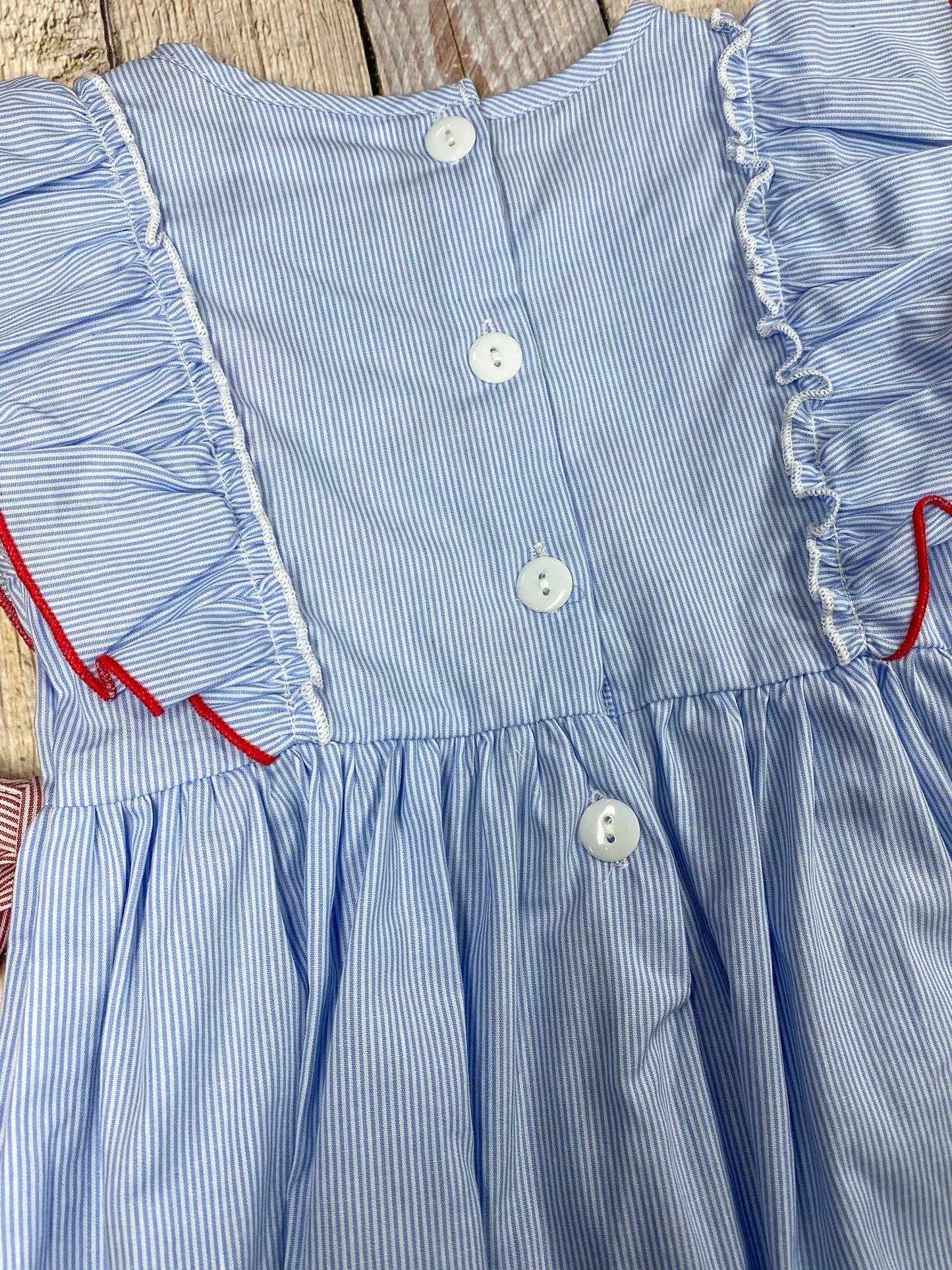 Apple Stripe Tie Applique Dress | Girls Back to School Dress