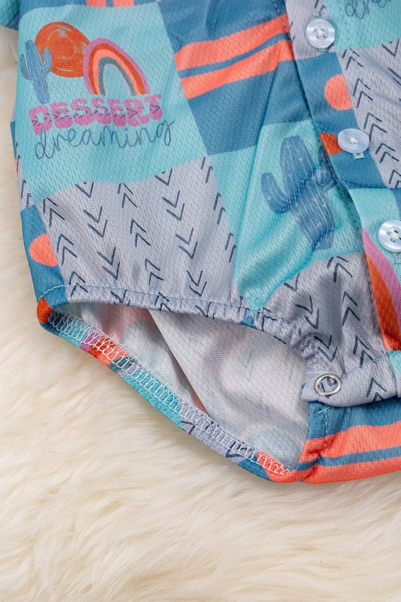 Dessert dreaming" Rainbow printed boys baby bodysuit